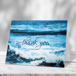 Carte De Remerciements Hawaii tropical bleu océan vagues script photo