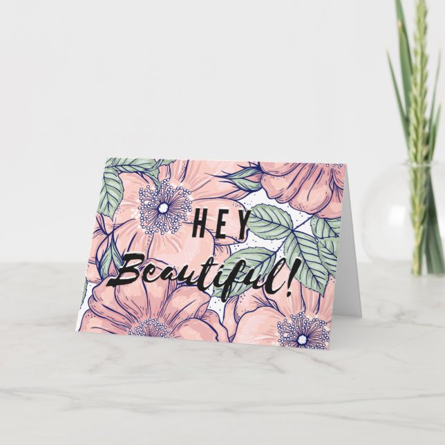 Carte De Remerciements Hé Beau ! | Joli rose fleuri pourpre (Devant)