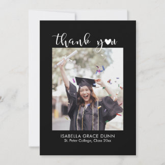 Carte De Remerciements Heart Calligraphy Script Graduation