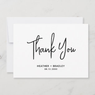 Carte De Remerciements Heather Elegant noir blanc minimaliste Mariage mod