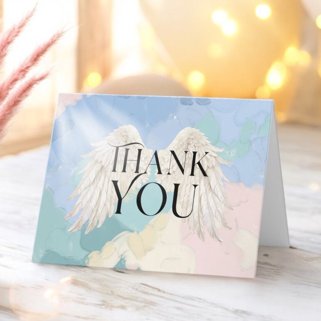 Carte De Remerciements Heaven Sent Angel Wings Pastel Baby shower (Créateur téléchargé)
