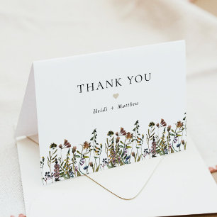 Carte De Remerciements HEIDI Bohemian Muet Tones Fleurs sauvages d'aquare