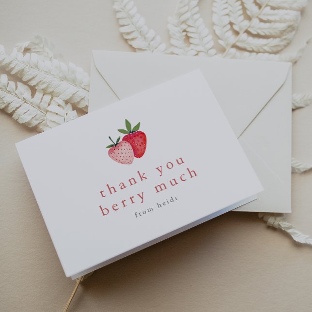 Carte De Remerciements HEIDI mignonne été fraise Boho Girls Berry beaucou (HEIDI Cute Summer Strawberry Boho Girl Berry Much Thank You Card)