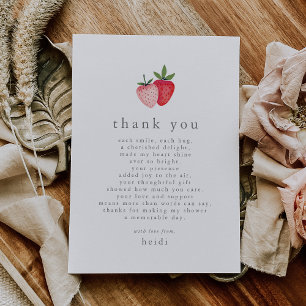Carte De Remerciements HEIDI Pink Berry Sweet Strawberry Girl Baby Douche