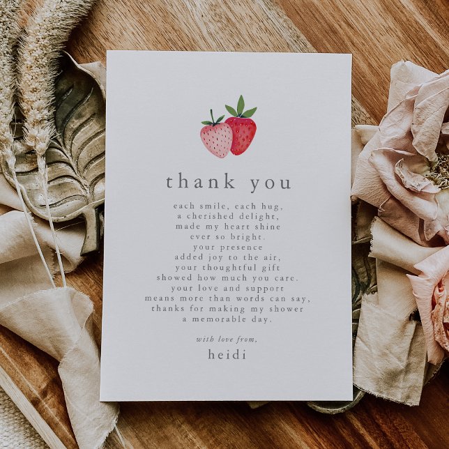 Carte De Remerciements HEIDI Pink Berry Sweet Strawberry Girl Baby Douche (HEIDI Pink Berry Sweet Strawberry Girl Baby Shower Thank You Card)