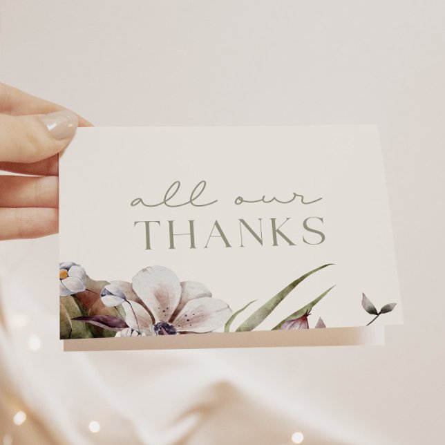 Carte De Remerciements HELLO BABY | Baby shower botanique d'automne (Créateur téléchargé)