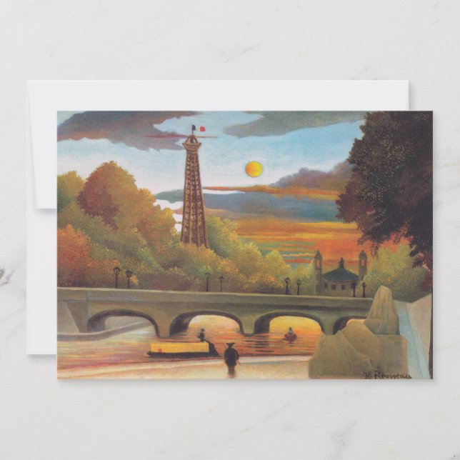 Carte De Remerciements Henri Rousseau - Seine et Tour Eiffel au coucher d (Devant)