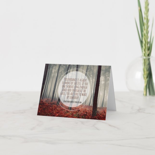 Carte De Remerciements Henry Longfellow Citation Inspirationnelle Persévé (Devant)
