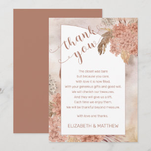 Carte De Remerciements Herbe des Pampas Remerciements Baby Shower Hydra
