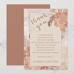 Carte De Remerciements Herbe des Pampas   Remerciements Baby Shower Hydra