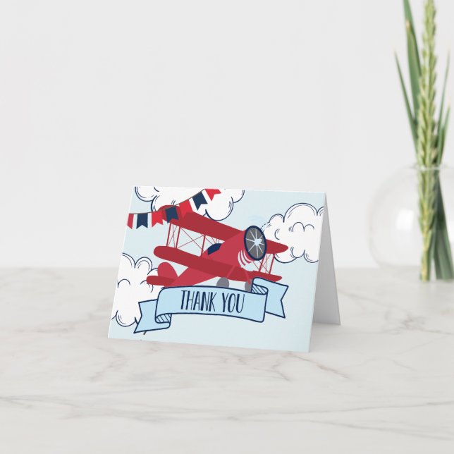 Carte De Remerciements Heure Vol avion Anniversaire (Devant)