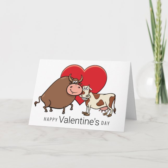 Carte De Remerciements Heureuse Sainte-Valentin | Couple de vache (Devant)