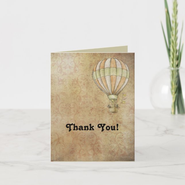 Carte De Remerciements Heureuse Sainte-Valentin Hot Air Balloon Steampunk (Devant)