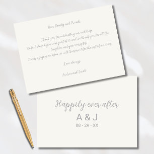 Carte De Remerciements Heureusement Jamais Après Pearl White Silver Monog