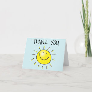 Carte De Remerciements Heureux Sun Smiling Thank You Note Card