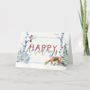 Carte De Remerciements heureux vacances aquarelle entreprise cerf de Noël