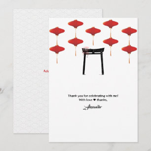 Carte De Remerciements Hibachi Thème Anniversaire Fête Chef privé Japonai