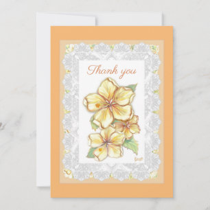Carte De Remerciements Hibiscus & dentelle JAUNE