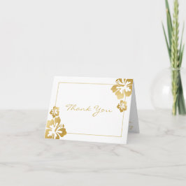 Carte De Remerciements Hibiscus doré fleur d'Hawaï avec photos à l'intéri