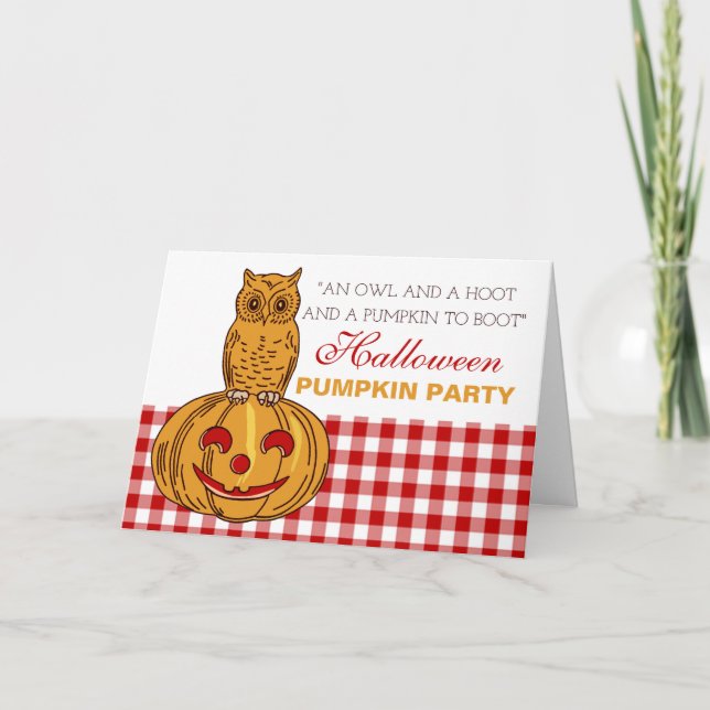 Carte De Remerciements Hibou sur Citrouille Halloween Citrouille Party In (Devant)