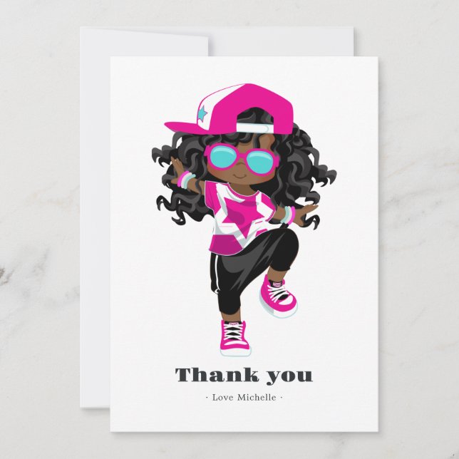 Carte De Remerciements Hip hop Fille Anniversaire (Devant)
