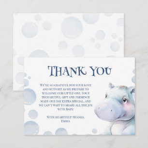 Carte De Remerciements Hippo Baby shower à thème
