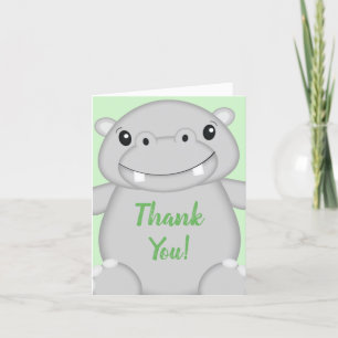 Carte De Remerciements Hippo Baby shower vert