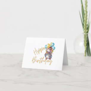 Carte De Remerciements Hippo Birthday
