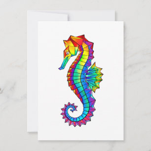 Carte De Remerciements Hippocampe polygonal arc-en-ciel