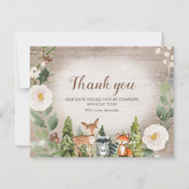 carte de remerciements Hiver Bois Animal Blanc Flo