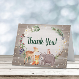 Carte De Remerciements Hiver Bois Animaux Baby shower d'aquarelle