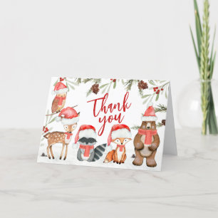 Carte De Remerciements Hiver Bois Animaux Froids Hors Baby shower