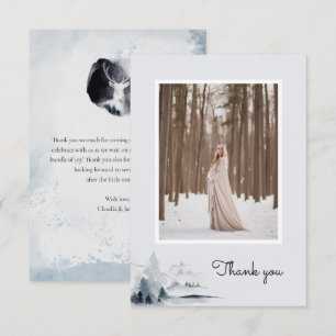Carte De Remerciements Hiver Bois Aquarelle Forêt Maternité Photo
