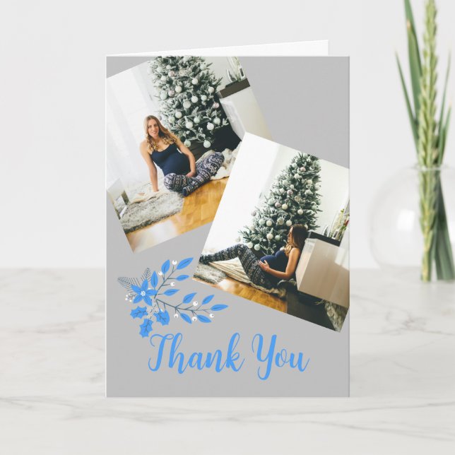 Carte De Remerciements Hiver merveilleux baby shower 2 photo (Devant)