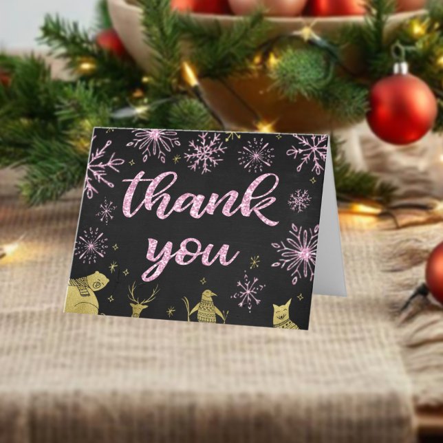 Carte De Remerciements Hiver Onederland Anniversaire Snowflakes (Créateur téléchargé)