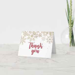 Carte De Remerciements Hiver ONEderland parties scintillant rouge et or f