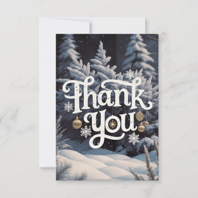 Carte De Remerciements Hiver Pine Charmante Joyeuses Vacances (Devant)