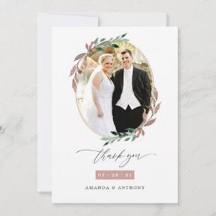 Carte De Remerciements Hiver Rustique verdure Mariage photo Collage