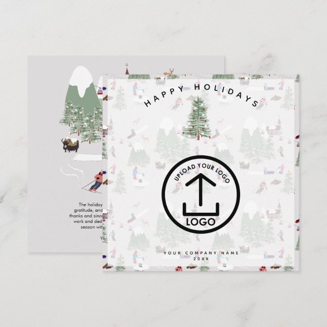 Carte De Remerciements Hiver Ski de neige Vacances Entreprise Logo (Devant / Derrière)