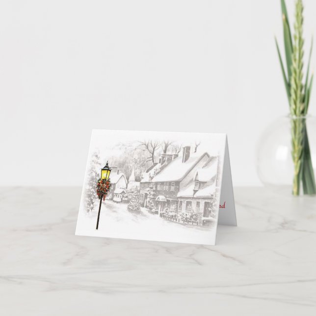 Carte de remerciements hivernal de ville (Devant)