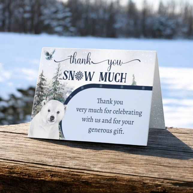 Carte De Remerciements Hivernal Ours Chouette neige beaucoup de Baby show (Créateur téléchargé)