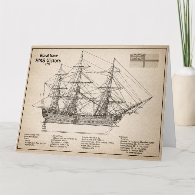 Carte De Remerciements HMS Victoire - Plan directeur des navires SD (Devant)
