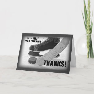 Carte De Remerciements Hockey Manager Merci, Patins, Stick et Puck