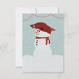 Carte De Remerciements Hog Casquette Snowman
