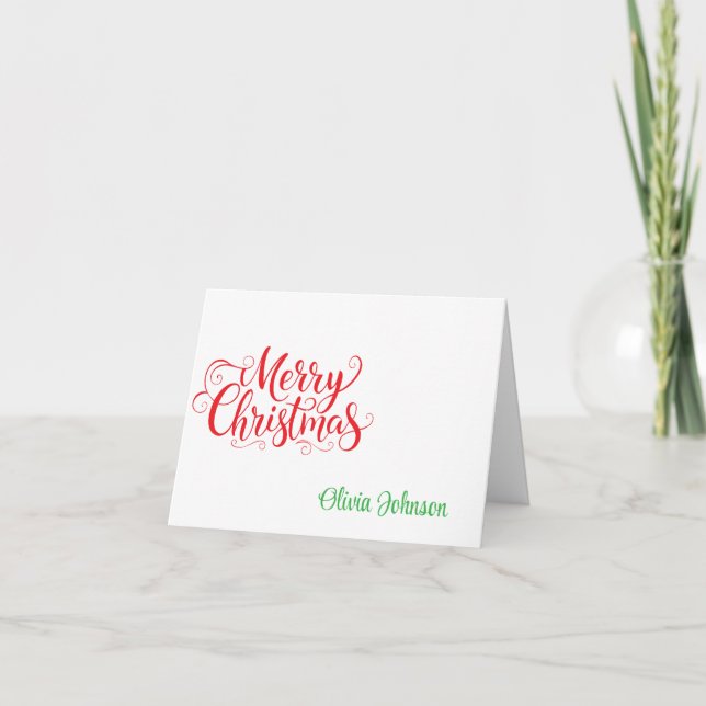 Carte De Remerciements Holiday Custom Name Folded Note Cards (Devant)
