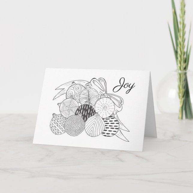 Carte De Remerciements Holiday Elegance – Black & White Ornament Card (Devant)
