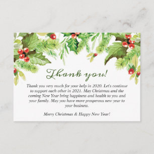 Carte De Remerciements Holly Berry Christmas Holiday Corporate