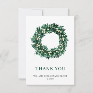 Carte De Remerciements Holly Berry Wreath Noël de Noël