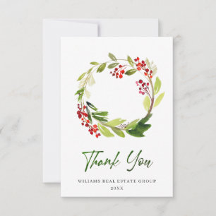 Carte De Remerciements Holly Berry Wreath Noël de Noël