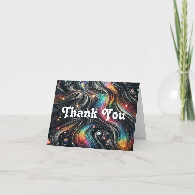 Carte De Remerciements Holographique Parties scintillant arc-en-ciel les  (Devant)